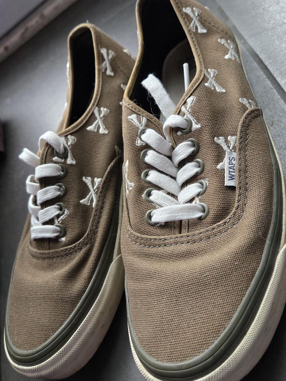 Vans Brown Canvas Low-Top Sneakers with White Embroidered X